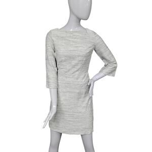 Old Navy Shift Dress Size XS Heather Gray/Cream Boatneck 3/4 Sleeve